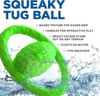 Playology Hound2O Dog Toys | Squeaky Tug Ball Toy for Tug of War | Green Floating Outdoor Toy - Easy to Clean and Made from Non Toxic Materials