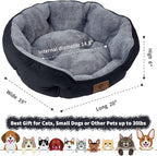 Asvin Small Dog Bed for Small Dogs, Cat Beds for Indoor Cats, Pet Bed for Puppy and Kitty, Extra Soft & Machine Washable with Anti-Slip & Water-Resistant Oxford Bottom, Black, 20 inches