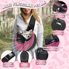 Upgrade Dog Sling Carrier (S,Pink) for Small Dogs/Cats Up to 10LB, Detachable Hard Bottom & Breathable Mesh, Large Storage Pocket, Adjustable Strap - Hands-Free Pet Carrier for Women Travel, Walking