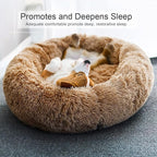 Dog Bed, Cat Calming Bed, Faux Fur Pillow Pet Donut Cuddler Round Plush Bed for Large Medium Small Dogs and Cats