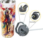 30oz Horse Tumbler with Handle and Straw, Stainless Steel Vacuum Insulated Coffee Tumbler, Travel Mug Water Bottle, Horse Stuff Accessories Decor, Horse Gifts for Women & Girls