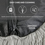 Friends Forever Serena Donut Memory Foam Orthopedic Dog Bed, Soft Faux Fur Oval Cat Couch For Indoor Pet, Fluffy Calming Plush Shag, Round Raised Bolster Cushion, Machine Washable Cuddler, Grey