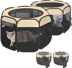 2-in-1 Pop Up Cat Playpen, Detachable into 2 Separate Pens, Assembly-Free Portable Puppy House Collapsible Dog Crates Pet Pen Tent Kennel Kitten Enclosure Cage Indoor Outdoor Foldable(S)