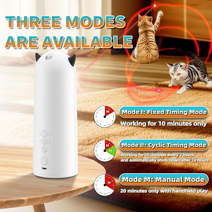 Laser Cat Toys for Indoor Cats, [2025 Newly Upgraded] Real Trajectory Motion Activated Cat Toy, Automatic Laser Pointer Interactive Automated Cat Toys for for Bored Indoor Adult Cats/Dogs/Kittenes