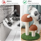 BNOSDM Mushroom Cat Scratching Post, Cat Scratcher with 2 Sisal Poles 12 Pcs Cat Toys and Hanging Ball, Pet Interactive Toy Scratch Post for Indoor Kitten Kitty Small Cats (Coffee)