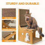 L-Shaped Double-Layer cat Scratching Board, Cardboard cat Scratching Post with Toys, Cat Scratcher & Hideaway for Indoor Cats to Scratch, Rest and Play