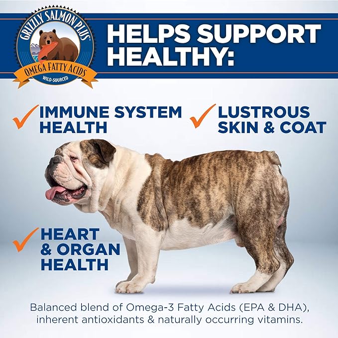 Grizzly Pet Products Salmon Plus Omega 3-6-9 Food Supplement for Dogs and Cats, 16 Ounce