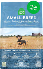 Open Farm, Ancient Grains Dry Dog Food For Small Breeds, Protein-Rich & Nutrient Dense, 90% Animal Protein With Non-GMO Fruits, Veggies and Superfoods, Chicken & Turkey Recipe For Small Dogs, 11lb Bag