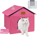 Outdoor Cat House for Shelter Feral Cat, Outside Waterproof Cat House for Outdoor/Indoor Cats, Insulated Cat Bed for All Seasons with Cozy Cushion (Rose Pink, Large Zip Style)