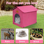 Outdoor Cat House for Shelter Feral Cat, Outside Waterproof Cat House for Outdoor/Indoor Cats, Insulated Cat Bed for All Seasons with Cozy Cushion (Rose Pink, Zip Style)