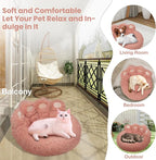 Calming Dog Bed Cat Bed Medium Size Dog - Donut Washable Medium Pet Bed, Warm Kitten Nest 24 inches Anti-Slip Round Fluffy Plush Faux Fur Cat Bed, Fits up to 25 lbs Pets, (Luxury Pink)