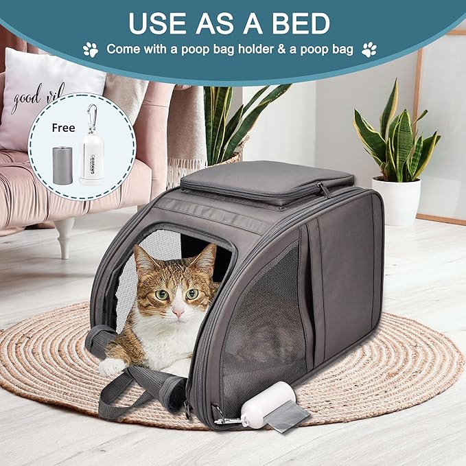 Jespet Pet Backpack Carrier for Small Dog, Puppy, Soft Carrier Backpack Ideal for Traveling, Hiking, Walking and Outdoor Activities with Family (4-Grey)