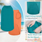 2 Pack Dog Shirts, Quick Dry Lightweight Dog T-Shirts Sleeveless Vest, Breathable Pet Clothes Tank Top for Large Medium Dogs, Mint Blue+Orange Yellow (S)