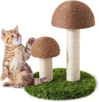 Cat Scratching Post - Mushroom Cat Scratcher Featuring with Natural Sisal Caps Scratch Pole and Sturdy Base for Kittens & Small Cats - Brown