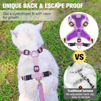 BEAUTYZOO Cat Harness and Leash Set for Walking Escape Proof, Neck Release Adjustable Harness for Kitten Puppy Small Medium Large Cats, Soft Cute Easy Control Small Cat Harness for Cats Boy and Girls