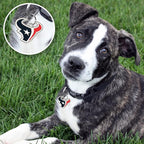 NFL Houston Texans Engraving Pet ID Tags in 32 Team Logo Shapes Personalized Dog Tags and Cat Tags with 3 Lines of Customizable Text for Tracking & Safety. Stainless Steel Pet ID Tracking Tags