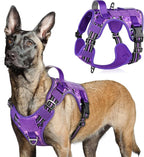 rabbitgoo Tactical Dog Harness for Large Dogs, No Pull Military Service Vest with Handle & Molle, Easy Control for Training Walking, Adjustable Reflective Straps, Purple Camo, L