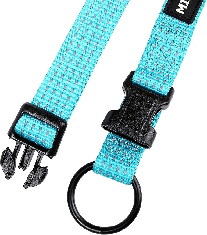 Mile High Life Dog Collar, Nylon Reflective Dog Collars w Pull D-Ring, Light Weight Puppy Collars, Hanger Dog Collars for Large Dogs(Green, Medium)