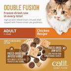 Catit Recipes Double Fusion Adult Cat Food – Chicken Recipe, High-Protein, Freeze-Dried Raw Toppings, No by-Products, Minimally Processed for Optimal Nutrition, 4 lb