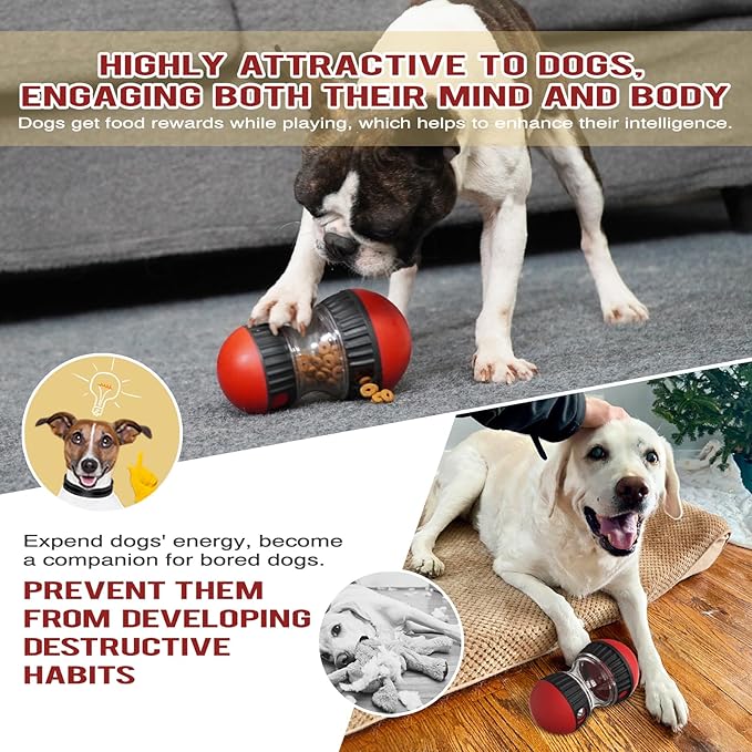 Dog Treat Dispensing Toys Indestructible Food Ball Adjustable Interactive Enrichment Toy for Small Large Dog to Keep Them Busy Stimulating IQ Training Puppy Slow Feeder for Bordom Indoor Gift