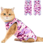 Avont Cat Recovery Suit - Kitten Onesie for Cats After Surgery, Cone of Shame Alternative Surgical Spay Suit for Female Cat, Post-Surgery or Skin Diseases Protection -Purplecamo(M)
