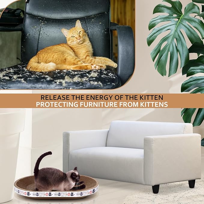 Mixweer 4 Pcs Cat Scratcher Cardboard Oval Cat Scratch Pad Board Bed Bowl 2 in 1 Cat Scratcher Cat Scratching Post Corrugated Lounge Couch Nest for Cats Grinding Claw Furniture Protector Indoor