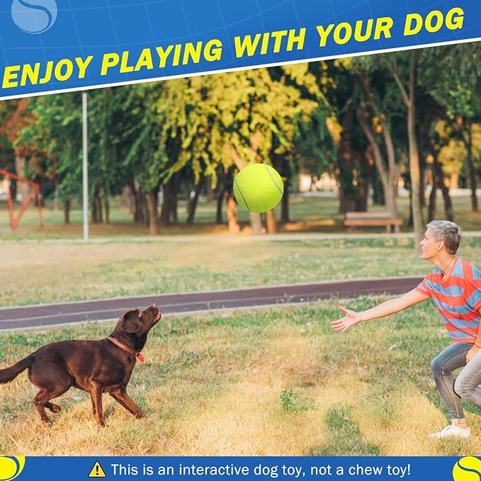 SCENEREAL Giant Tennis Ball for Dogs 2 Pack,Upgraded Thicken 9.5" Large Tennis Balls for Dogs,Halloween Dog Toys Birthday Gift, Inflatable Interactive Ball for Large Medium Big Dog,Durable Toy