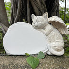 Personalized Cat Angel Memorial Garden Statue- Engraved Pet Cat Grave Marker Stone -Customizable Pet Memorial Gift with Any Word.