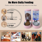 Stainless Steel Automatic Pet Feeder for Small&Medium Pets Automatic Food Feeder and Waterer Stainless Steel Bowls Set 3.8 L, Travel Supply Feeder and Water Dispenser for Dogs Cats Pets Animals