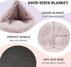 Himax Dog Beds for Large Dogs, Donut Dog Bed with Blanket Attached, Calming Dogs Beds Washable (20"/26"/35") Beige