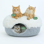 CATTASAURUS Peekaboo Cat Cave for Multiple & Large Cats Up to 30-45 Lbs, Fluffy Cat Beds for Indoor Cats, Scratch Detachable & Washable Tunnel Bed, Comfy Donut Cat Cave (Light Gray, Large (Calming))
