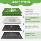 30"x20" Dog Grass Pad with Tray Large for Indoor Puppy PottyTraining with 3PCS Artificial Grass Mats, 1 Washable Pee Pad, Pet Loo Dog Litter Box for Balcony Apartment, 4-Layer System