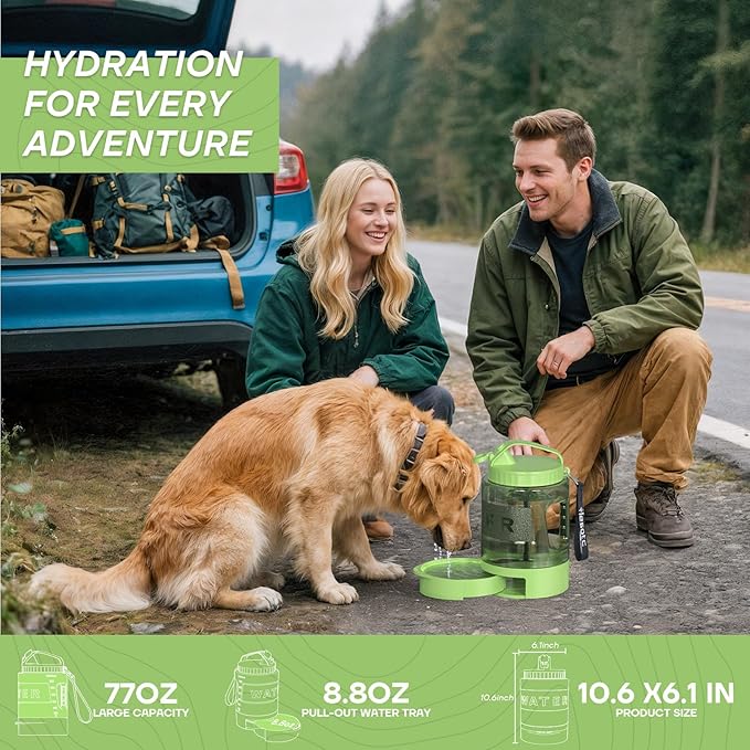 Portable Dog Travel Water Bottle - 77oz Large Travel Water Bowl for Dogs Camping Hiking Beach Traveling Essentials,Big Pet Bottles Bowl Water Dispenser for On The Go Park Car Walking Accessories