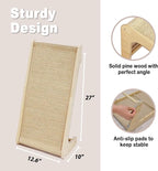 Meeyoview Sisal Cat Scratcher Ramp, 27'' L Shape Scratching Post, Vertical Cat Scratcher for Indoor Cats, Solid Wooden Scratch Pad, Furniture Protector with Catnip