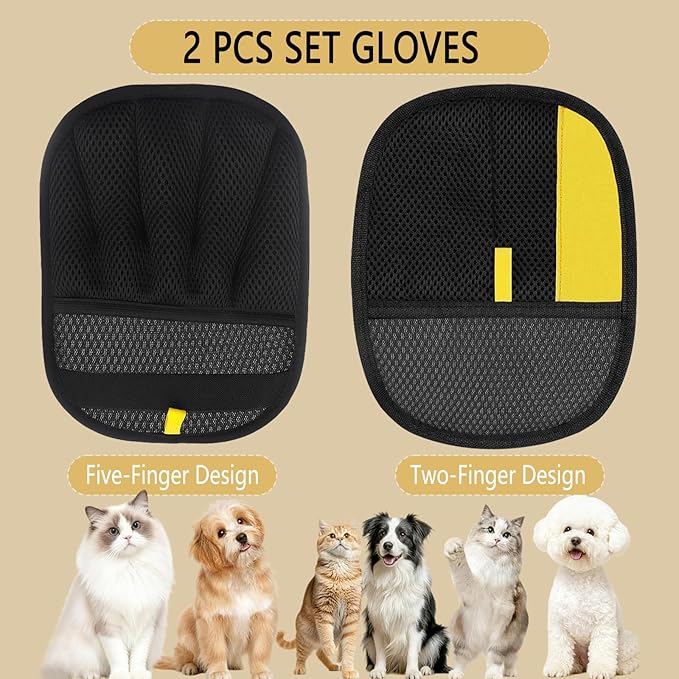 2 Pcs Electrostatic Pet Hair Removal Glove, 2025 Newly Magic Brush Pet Hair Remover for Dogs & Cats, Reusable Animal Fur Grooming Tool for Cleaning Hair on Furniture, Couch, Car Seats, Carpet