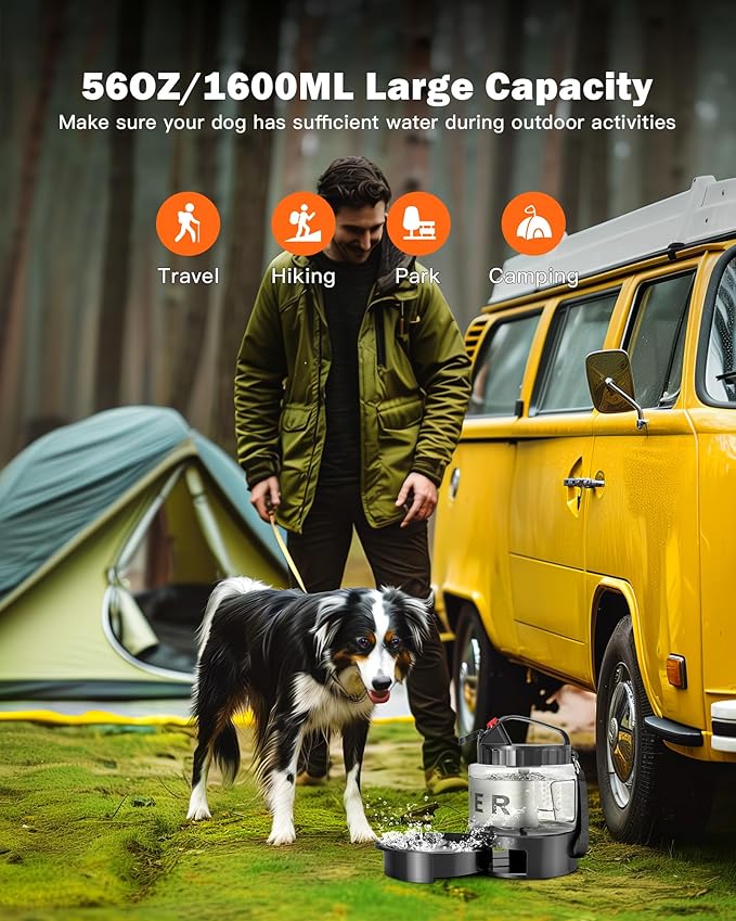 Dog Water Bottle Travel Bowl - 56oz Large Portable Dog Water Bowls Dispenser for Camping Essentials Hiking Traveling Beach Car Accessories, Leak Proof Pet Drinking Bottle Jug Bowls Dispenser