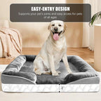 Orthopedic Dog Bed with Sides - Dog Sofa Beds for Extra Large Dogs, Supportive Foam Pet Couch Bed with Washable Removable Cover, Waterproof Lining and Non-Slip Bottom, Grey - XL-Plus