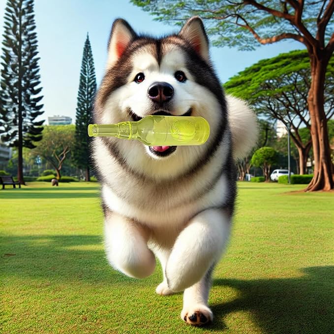 Wine Bottle Dog Toy, Fun Interactive Cute Squeaky Dog Toys with Tennis Ball Inside, Ideal for Large/Medium/Small Dogs to Fetch Games and Bonding Time, Not for Heavy Chewers, Large-Yellow