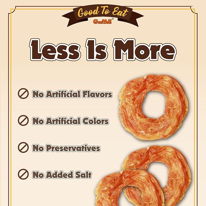 Gootoe Turkey Tendon Dog Treats, Ring (M) 3.17 oz, USA-Sourced Turkey Tendon, Natural Snack, Premium Puppy Chews, Hypoallergenic, Reseal Value Bags, Size for Medium Dogs