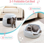 Made4Pets Cat Bed and House, 2-in-1 Foldable Cat Houses for Indoor Cats, Soft Velvet Cat Cave, Removable and Washable Cushion, Cat Condo for All-Season Comfort and Style