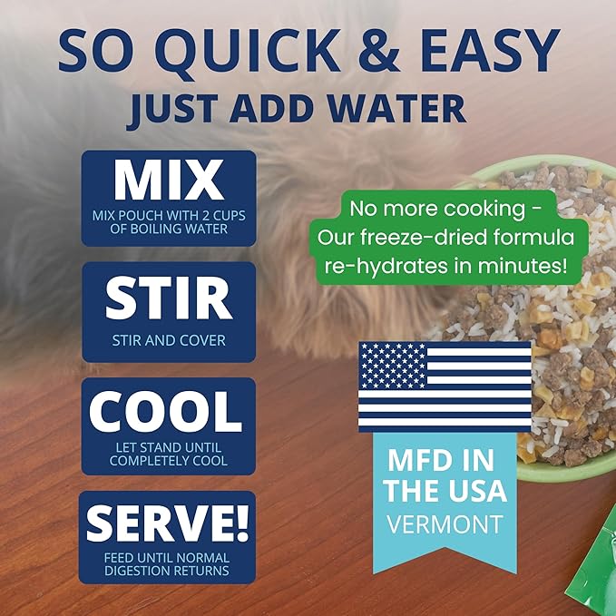 Under The Weather Easy to Digest Bland Diet for Sick Dogs | Contains Electrolytes | Gluten Free, All Natural, Freeze Dried 100% Human Grade Meats | 6 Pack - Hamburger, Rice & Sweet Potato
