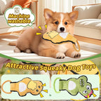 2-Pack Squeaky Dog Toys & Tough Tug of War Set - No Stuffing Chew-Resistant Plush Toys to Keep Them Busy, Best Birthday Gift for Small/Medium/Large Breeds (Ducks & Dino)
