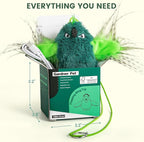 Gardner Pet Cat Toys Flapping Bird (No Flying),Touch Activated with Realistic Flapping Wings and Chirping Bird,Hangable Flying Kitten Interactive Toy,USB Rechargeable Indoor Kitty Exercise Toys,Green