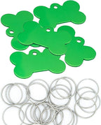 Aluminium Blank Bone Shape Dog ID Tags Pet ID Tags Number Tag with Key Ring 20pcs (Green)
