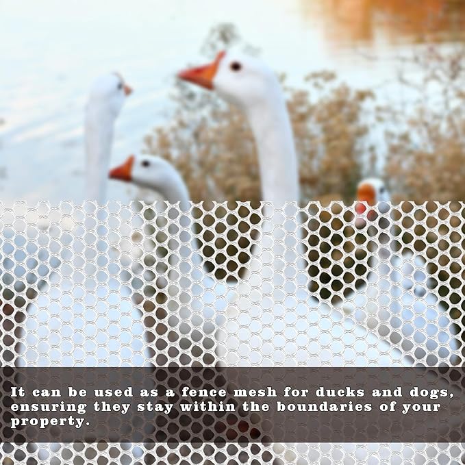 16.4 FT x 15.7 in Roll Mesh Fence, Versatile White Plastic Fencing & Netting, Cuttable Animal Wire Mesh Fence, Durable Tree Trunk Protector, Suitable for Cat Dog Rabbit Barrier and Plant Protectors