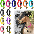 12 Pack Goat Collars with Bells and Number Tag，Adjustable Nylon Grazing Copper Bells with Pet Livestock Plastic ID Number Tags, Sheep Collars Set for Small Farm Animal Goat Sheep Cow