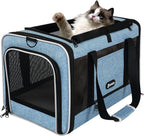 Cat Carrier 18 x 11 x 11 Top Loading Soft-Sided Pet Travel Bag Over 15lbs, Portable Small Dog Puppy Car Crate 10 lbs, Chihuahua Kennel Carry Case, Kitty Cloth Cage Medium Cat Under 25 Blue