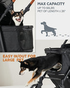 Medium Dog Stroller for Large Dogs, pet Stroller for Medium Dogs Up to 66lbs, All-Terrain with Adjustable Handle & Canopy, Sun Shades, Storage Organizer, Waterproof Oxford Fiber