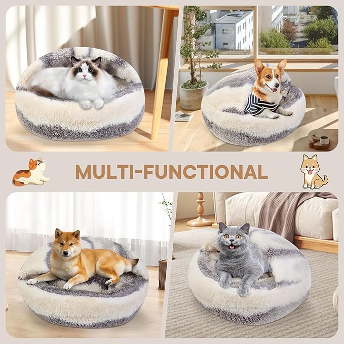 Dog Beds for Small Dogs, Cat Bed Cave, Washable Cute Cat Bed, Cozy Nook Pet Bed for Dogs or Cats, Anti-Slip Puppy Bed Fits up to 5 lbs Pets(Dark Gray Texture, 16" x 16")