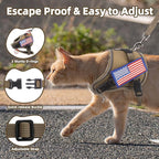 PUPTECK Tactical Cat Harness and Leash Set Escape Proof, Adjustable Reflective Kitten Jacket Easy Control, Pet Vest Harness for Cats Small Dogs Puppies Walking and Travel